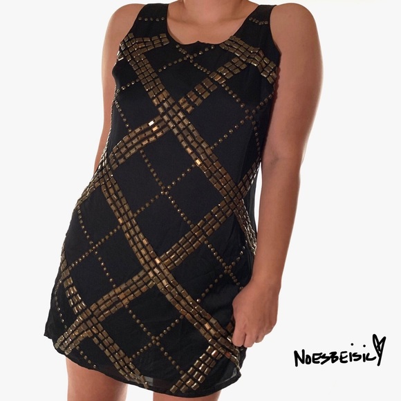 Ark & co. Gold Beaded Mini Dress - Picture 2 of 6